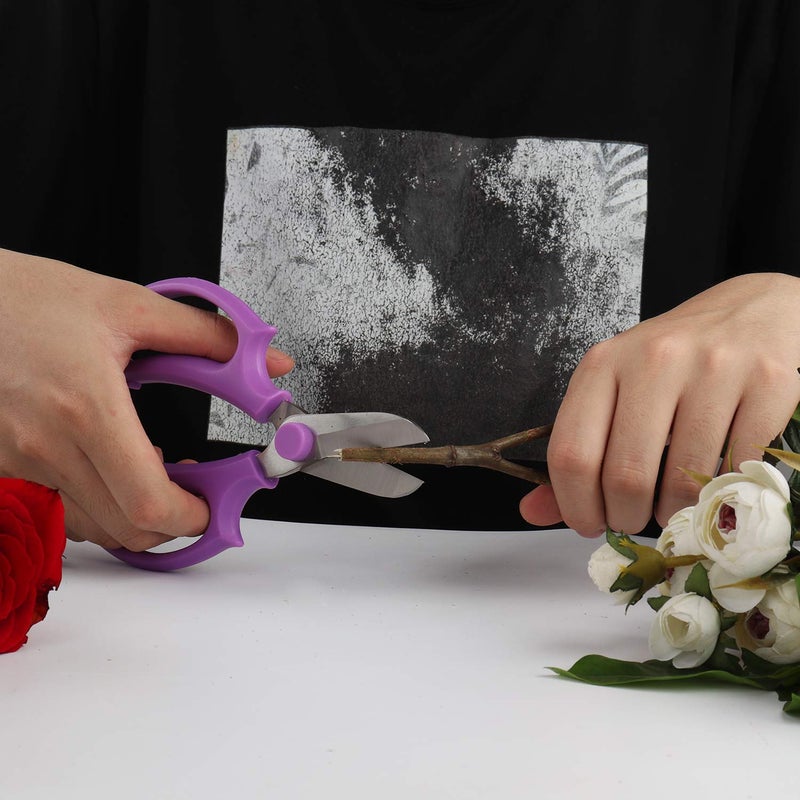 Jasni Garden Pruning Shears Scissors with Comfort Grip Handle, Premium Steel Professional Floral Scissors, Perfect for Arranging Flowers, Pruning, Trimming Plants, Gardening Tool (Purple) - Image 5